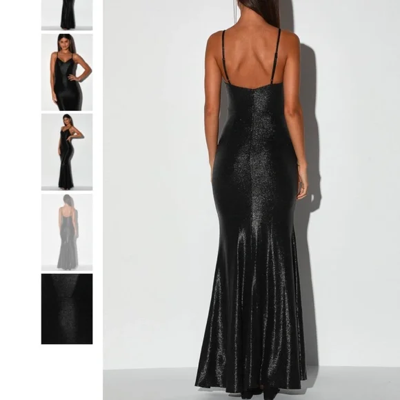LULU'S Shiny Black Mermaid Maxi Dress - Picture 4 of 6